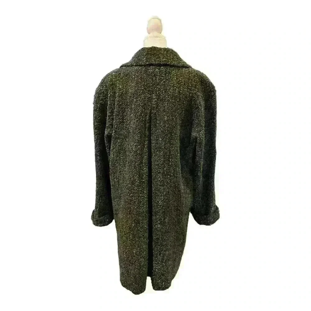 Sandro Vintage Double Breasted Wool Blend Knee Length Coat Black/Gray Size 14